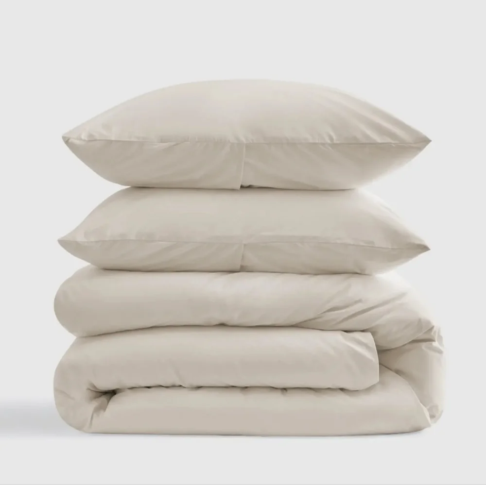 NWT! Quince 100% Organic Cotton Percale Sand Duvet & Shams! Full/ Queen (911)
